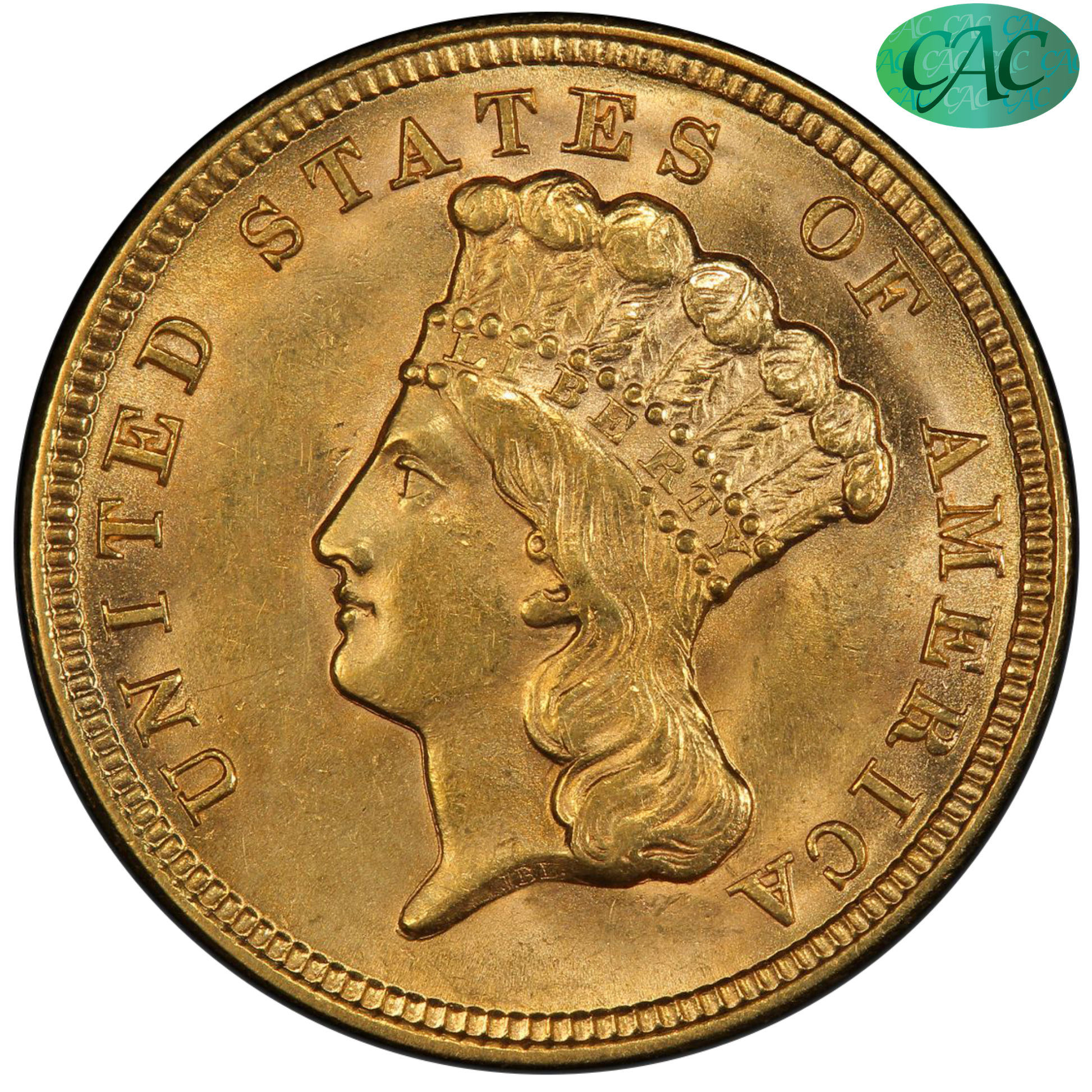 1854 $3 Indian Princess MS62 PCGS CAC EX STAR CITY

