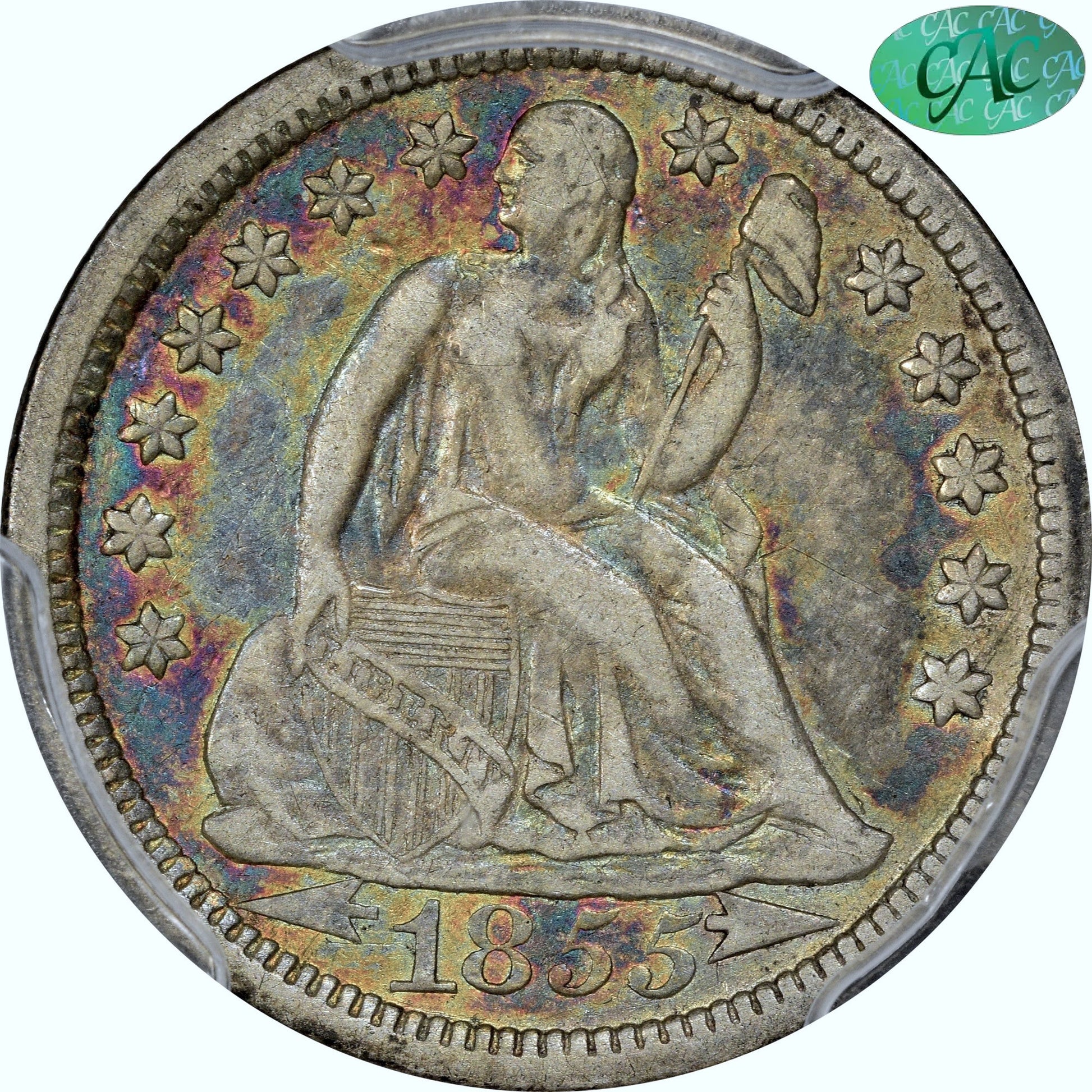 1855 10C Arrows Vf30 Pcgs Cac