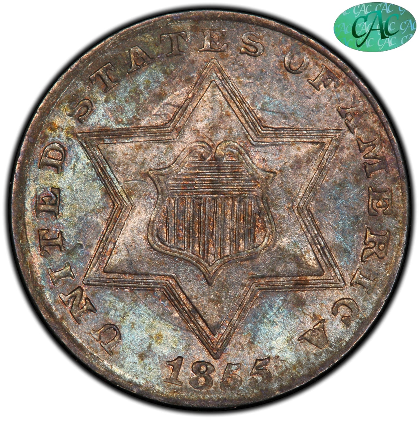 1855 3Cs Ms63 Pcgs Cac