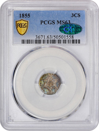 1855 3Cs Ms63 Pcgs Cac