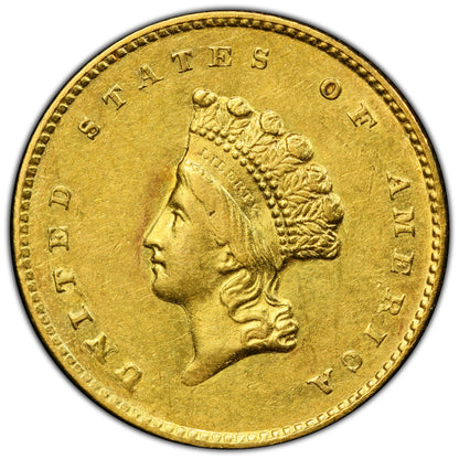1855-O G$1 Au58 Pcgs Cac $I Gold