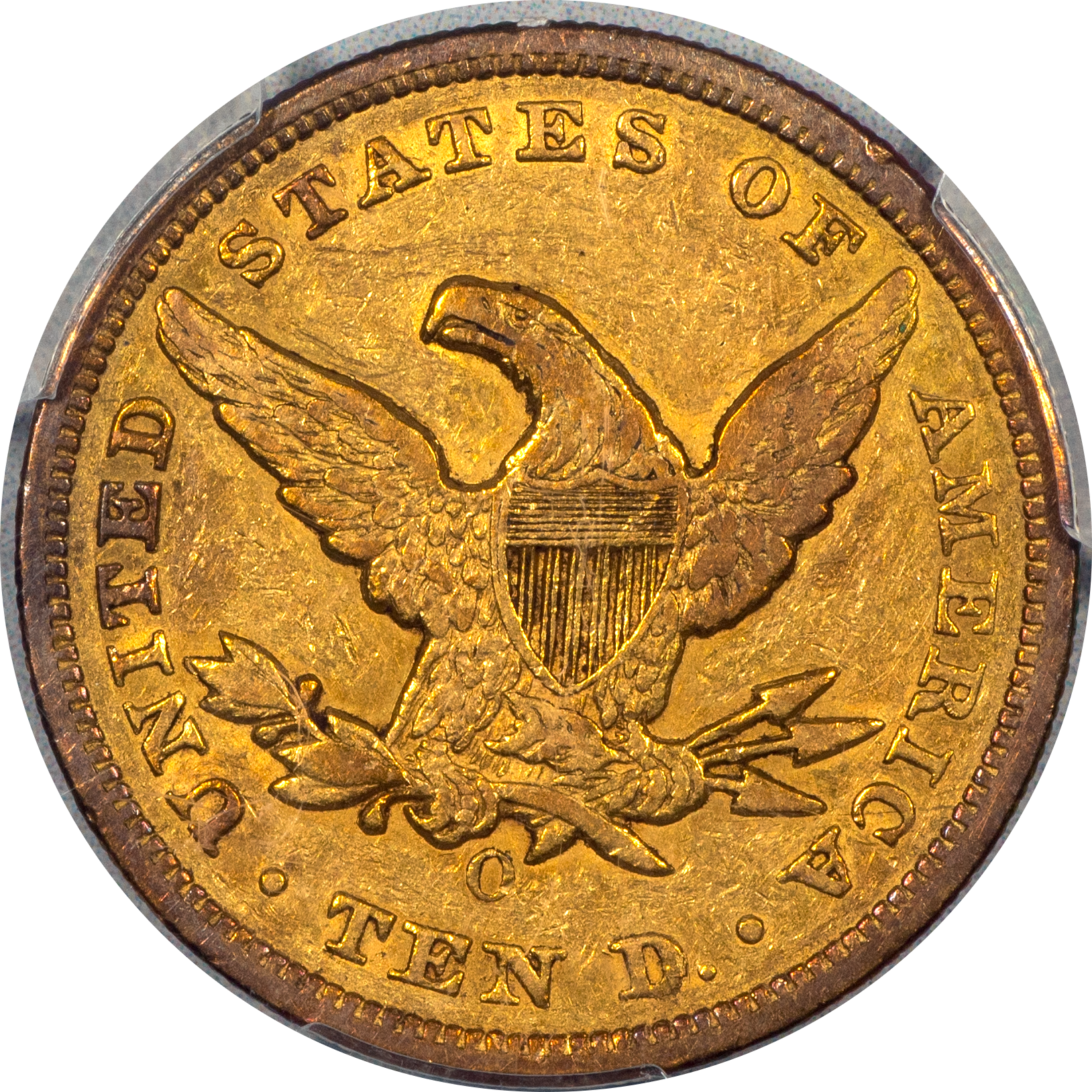1855-O Liberty Head Eagle $10 XF40 PCGS CAC Reverse