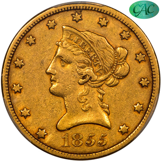 1855 Liberty Head Eagle $10 XF40 PCGS CAC
