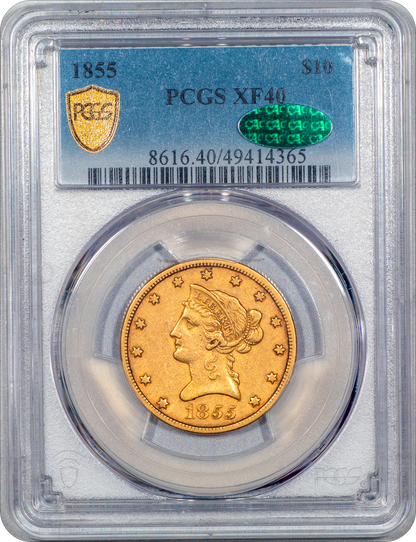 Buy 1855 Liberty Head Eagle XF40 PCGS CAC | Paradime Coins