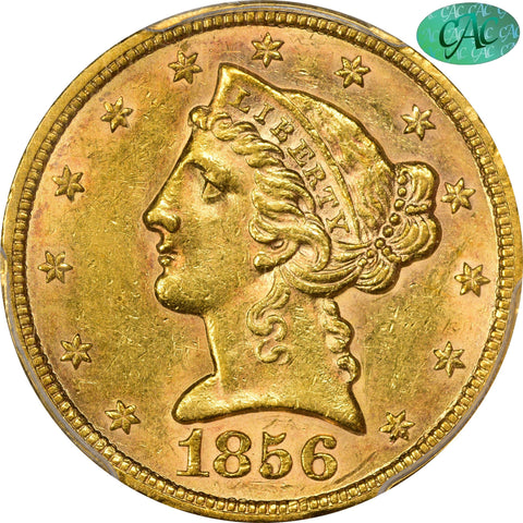 1856-S $5 Ms60 Pcgs Cac