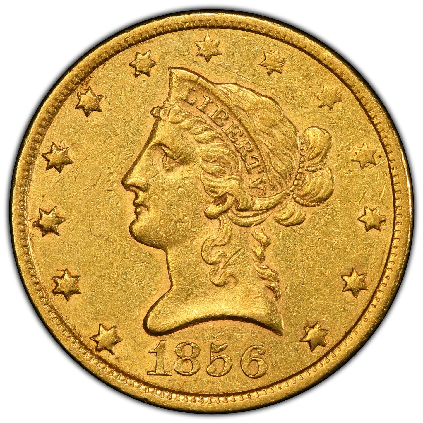 1856 $10 AU50 PCGS