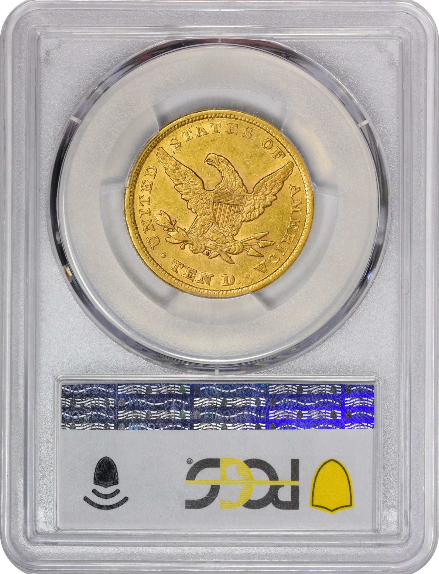 1856 $10 AU50 PCGS REV HOLDER