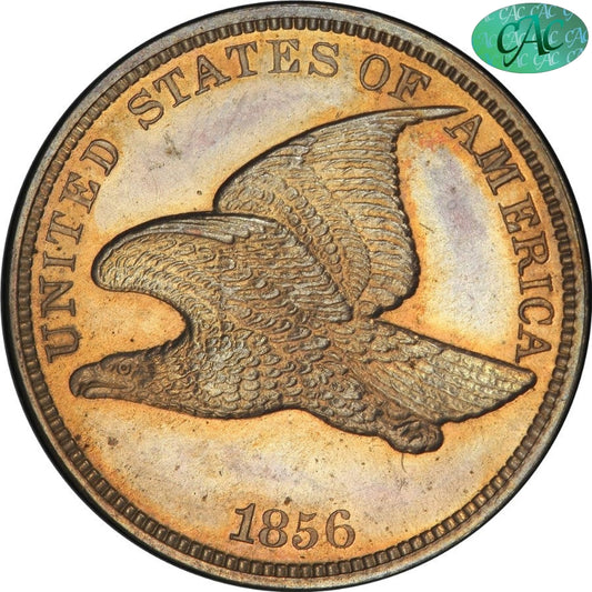 1856 1C FLYING EAGLE S-4 PR63 + PCGS CAC EEPS 1C