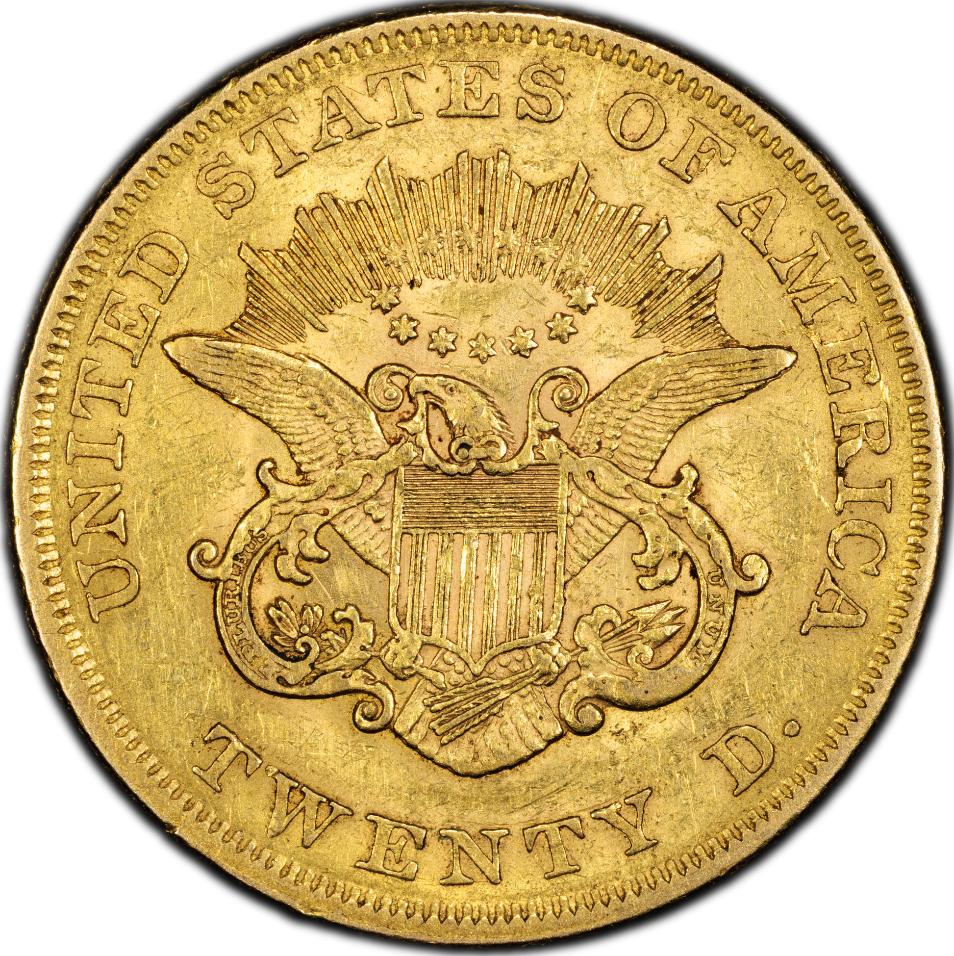 1856 $20 Liberty Head Double Eagle AU55 PCGS CAC