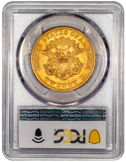 1856 $20 Liberty Head Double Eagle AU55 PCGS CAC