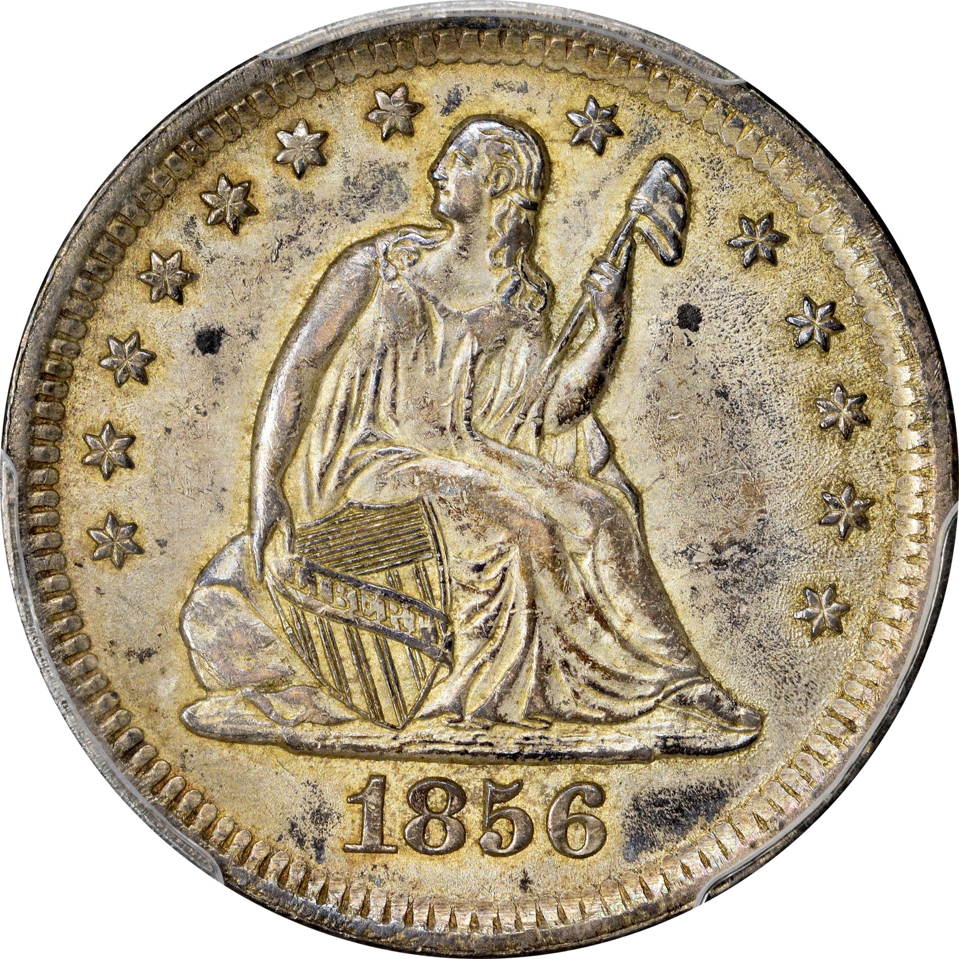 1856 25C AU55 PCGS GOLD CAC