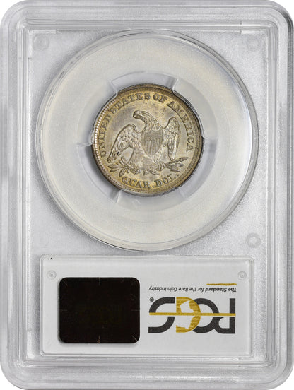 1856 25C AU55 PCGS GOLD CAC REVERSE HOLDER