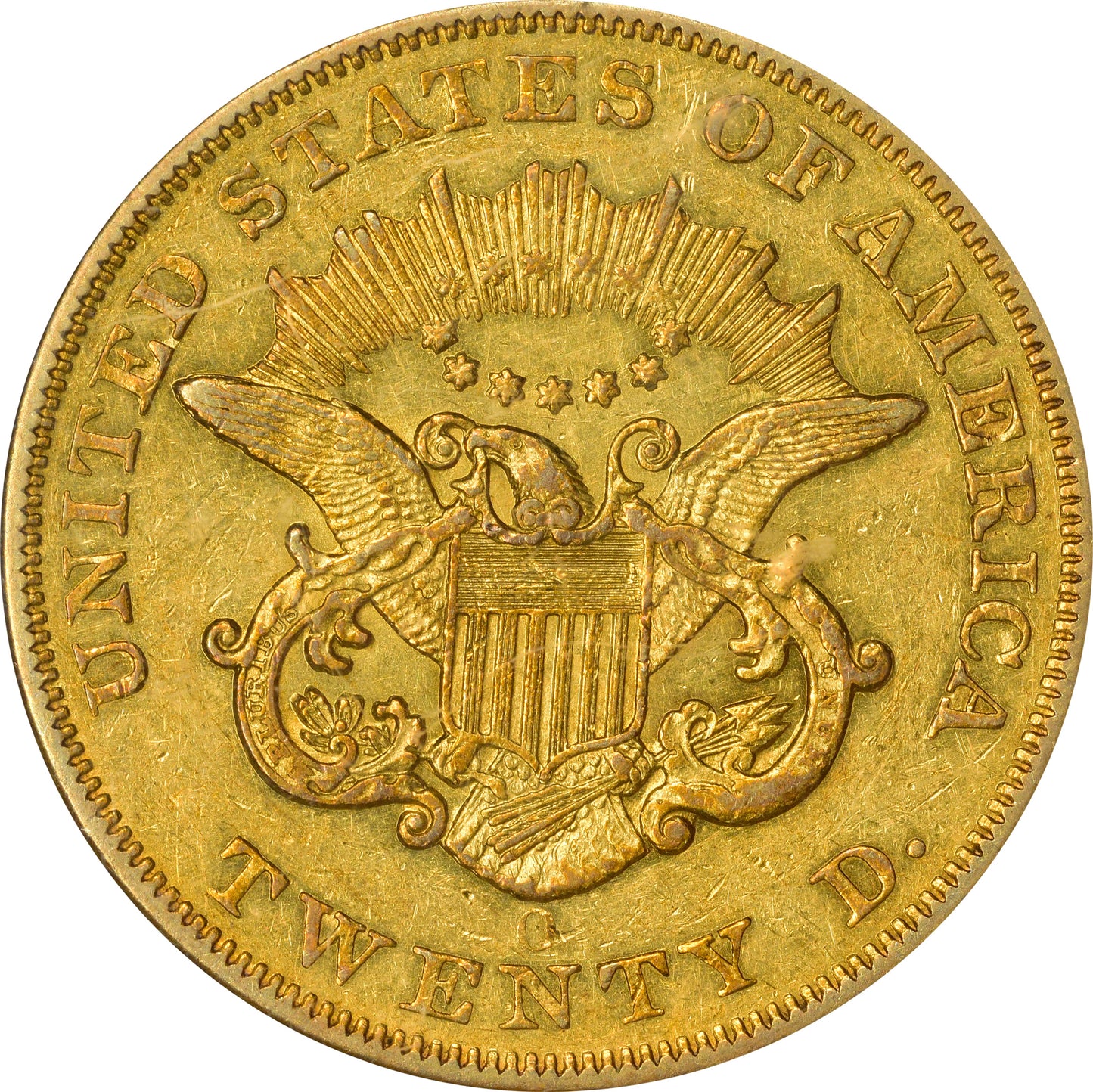 1857-O $20 AU50 PCGS REV