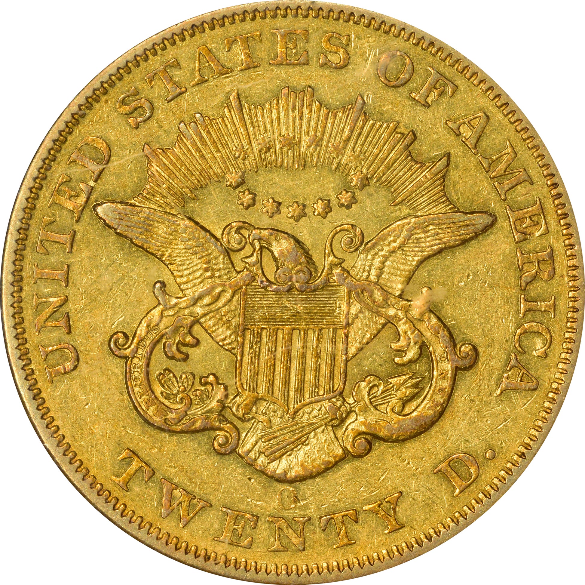 1857-O $20 AU50 PCGS REV