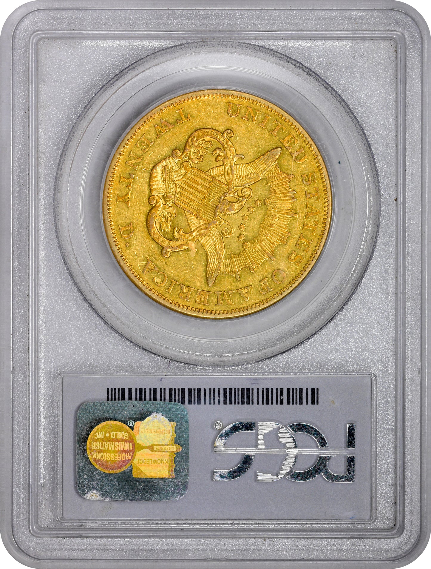 1857-O $20 AU50 PCGS REV HOLDER