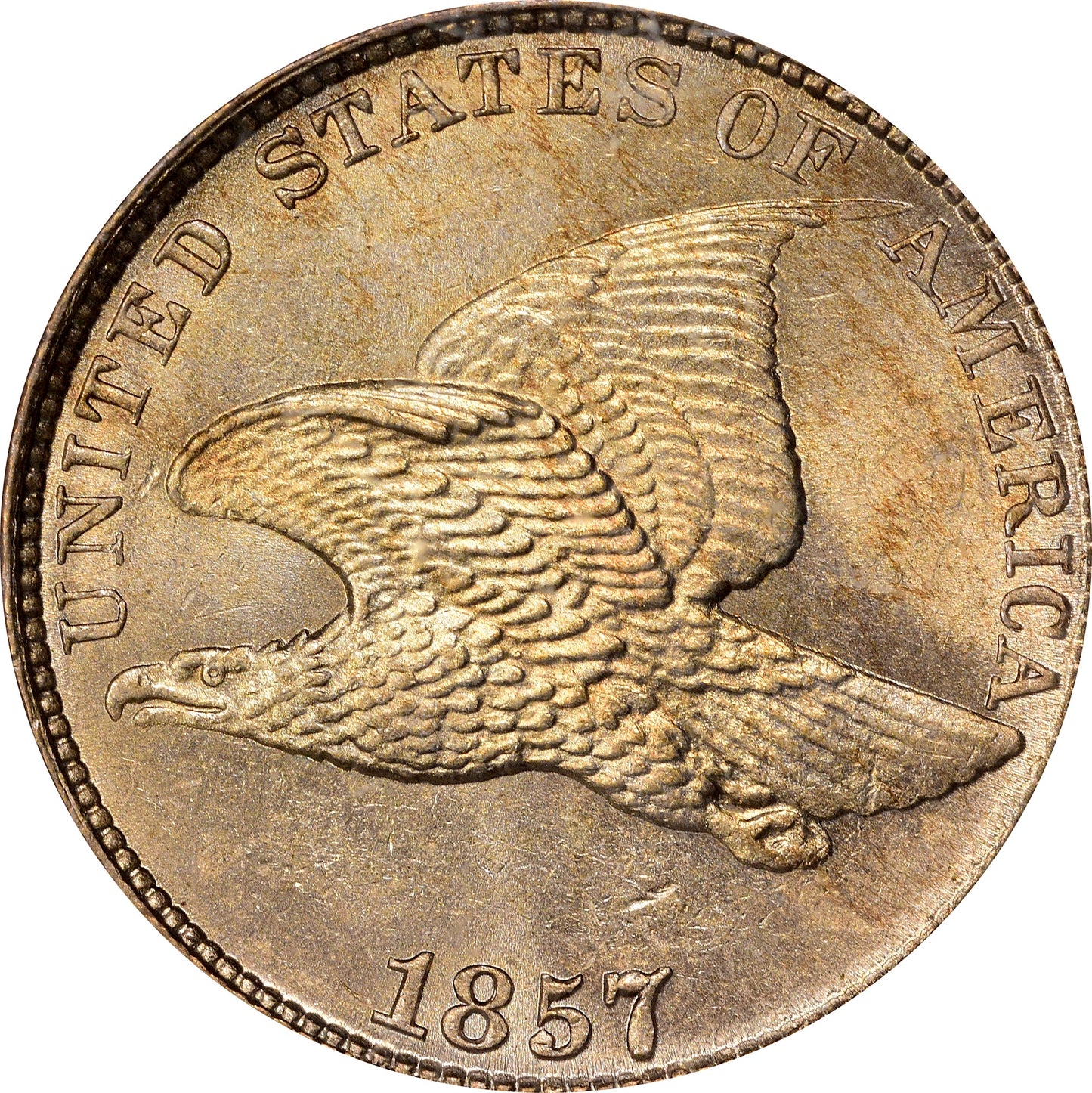 1857 1C FLYING EAGLE MS64 PCGS CAC EEPS
