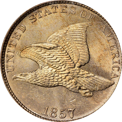 1857 1C FLYING EAGLE MS64 PCGS CAC EEPS