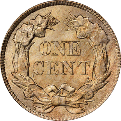 1857 1C FLYING EAGLE MS64 PCGS CAC EEPS REVERSE