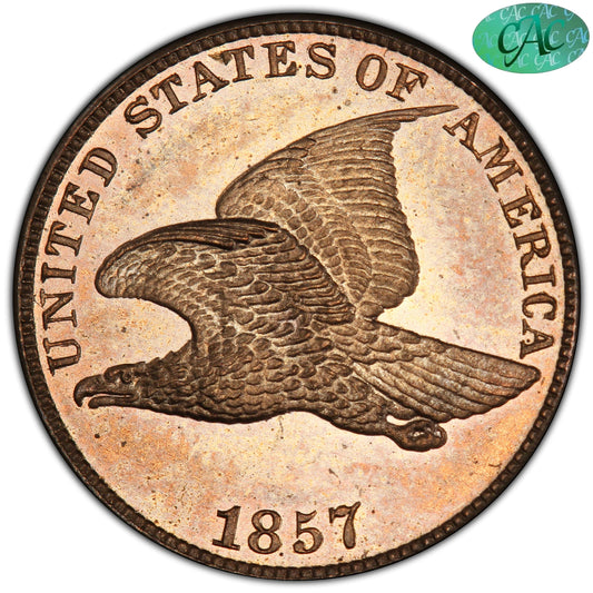 1857 1C FLYING EAGLE S-3 PR64 + CAM PCGS CAC EEPS 1C