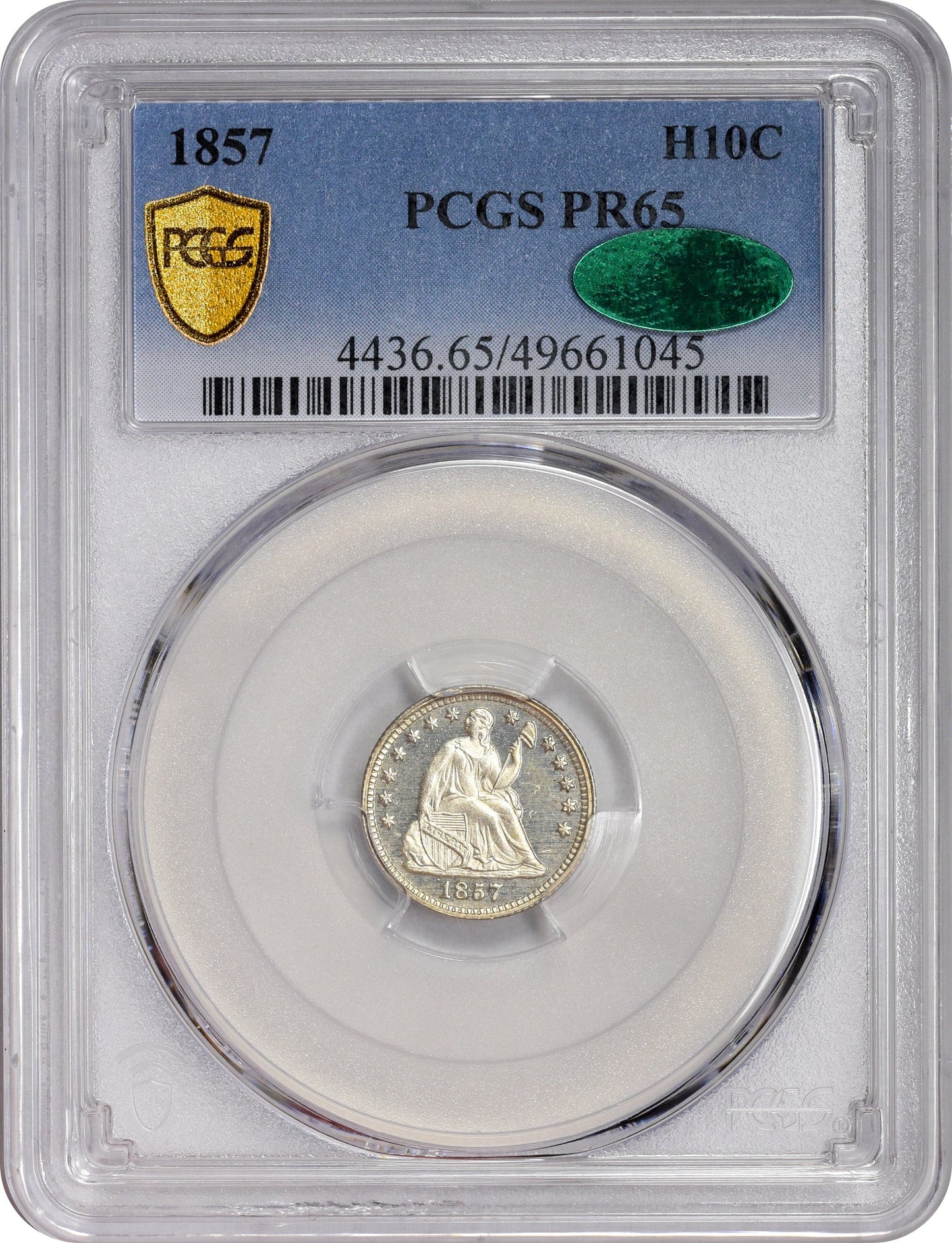 1857 H10C Pr65 Pcgs Cac