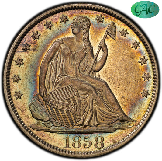 1858-O 50C AU58 PCGS CAC 50C