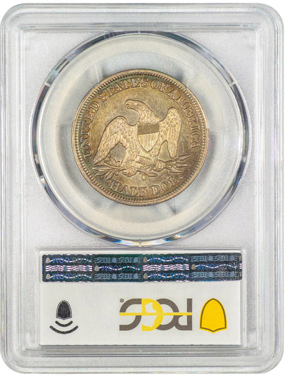 1858-O 50C AU58 PCGS CAC REVERSE HOLDER