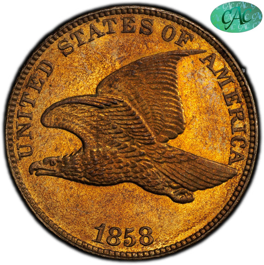 1858 1C LARGE LETTERS PR65 PCGS CAC EEPS 1C