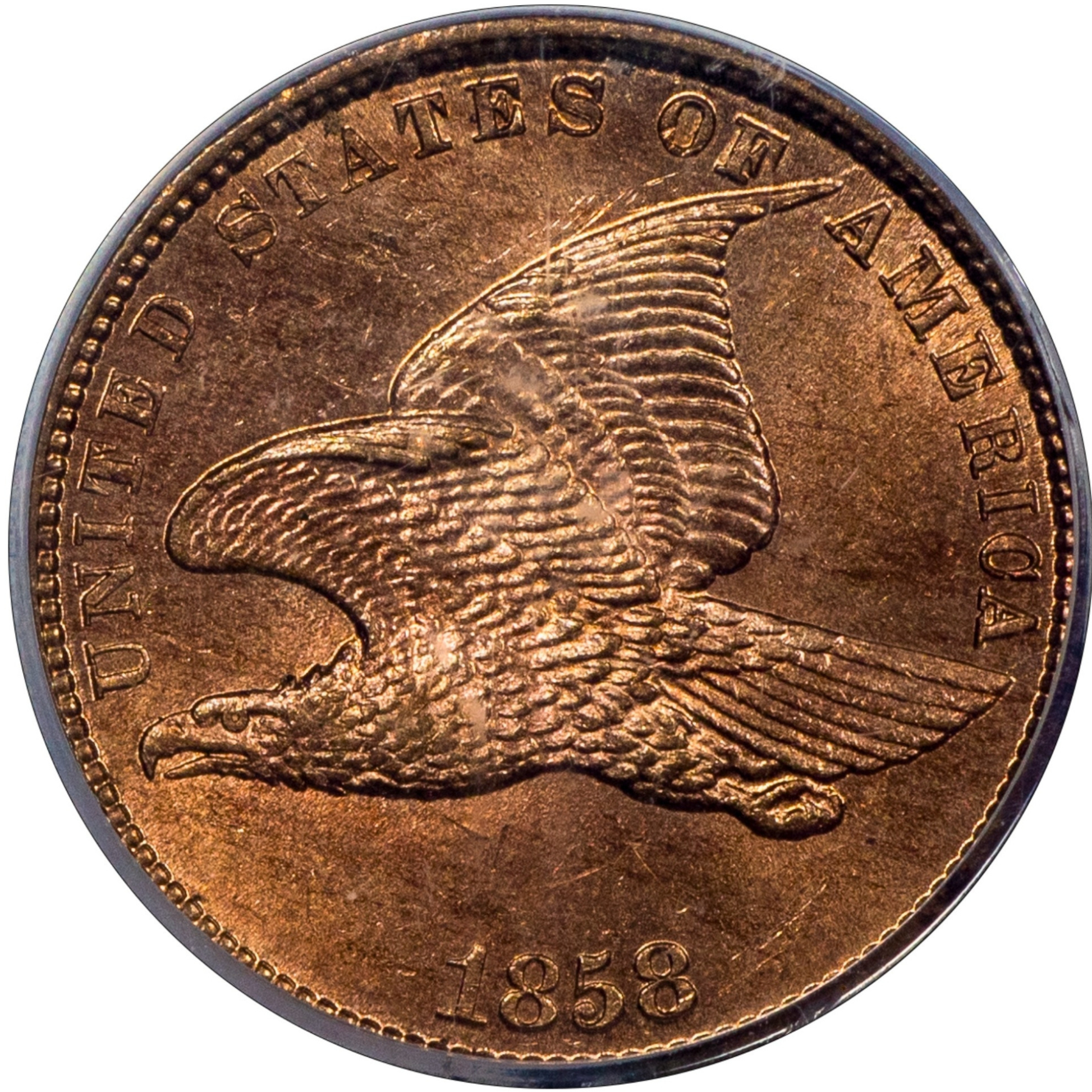 1858 Flying Eagle Cent 1C SM LT MS64+ PCGS CAC