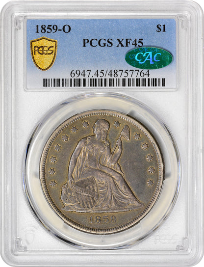 1859-O $1 XF45 PCGS CAC HOLDER WITH CAC STICKER