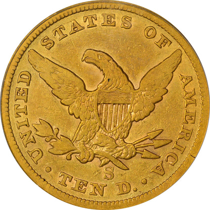 1859-S $10 VF20 OGH PCGS CAC REV