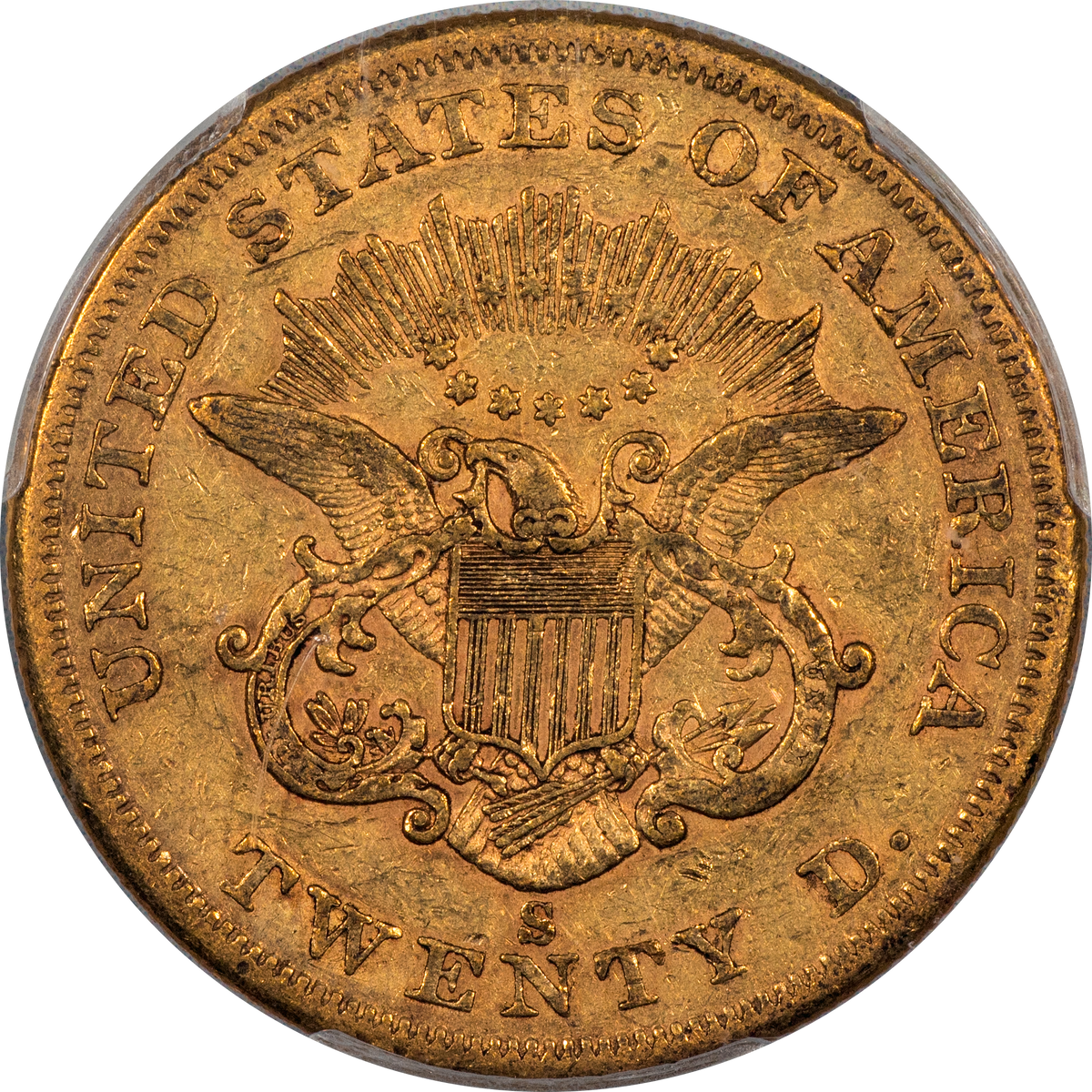 1859-S Liberty Head Double Eagle $20 XF45 PCGS CAC Reverse