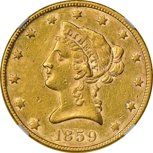 1859 Liberty Head Eagle $10 AU55 NGC