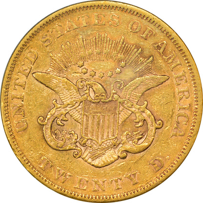 1859 $20 XF40 PCGS CAC REVERSE