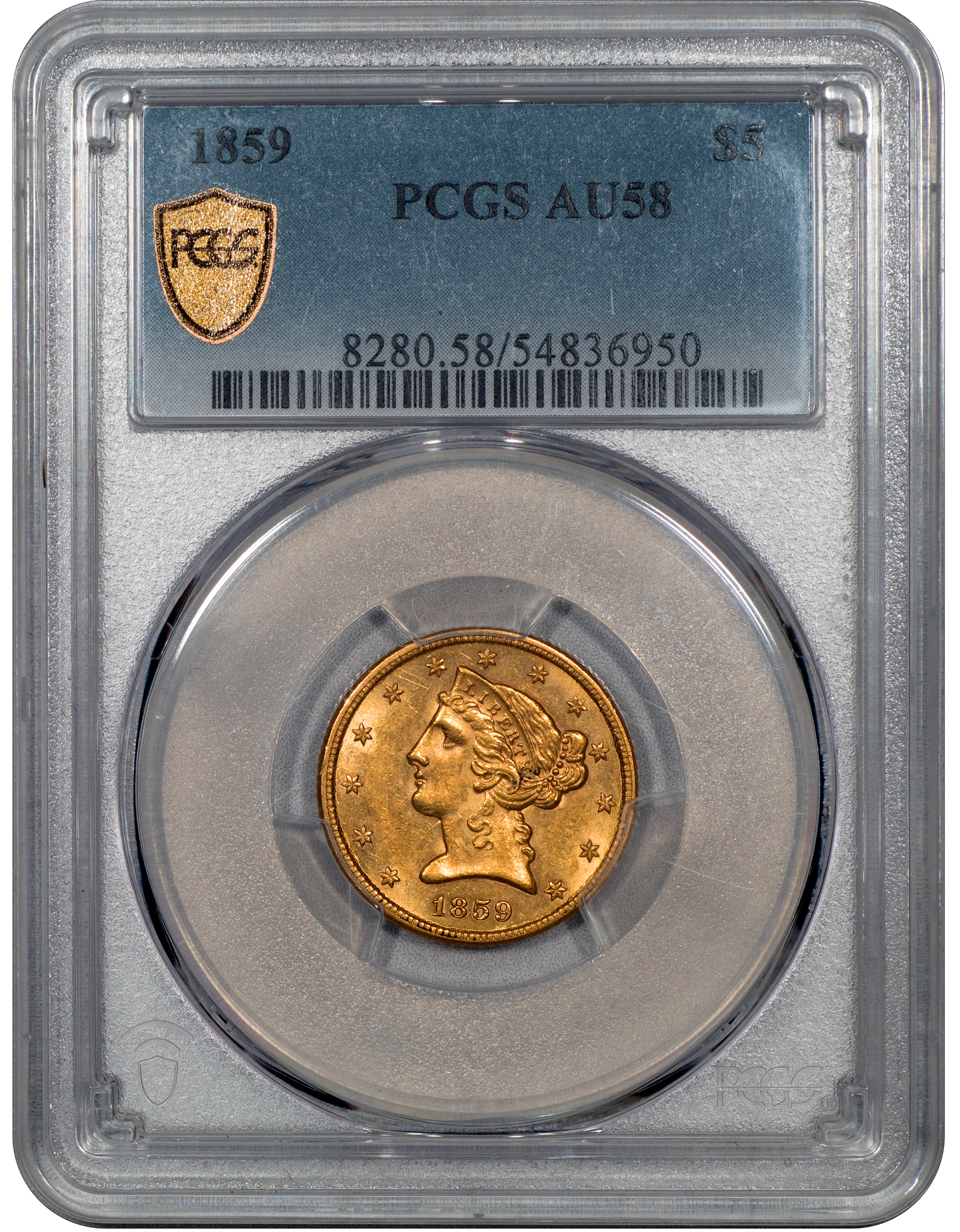 1859 $5 Liberty Head Half Eagle AU58 PCGS HOLDER