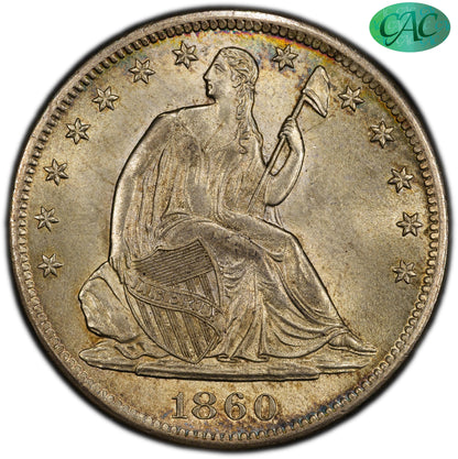 1860-S 50C Liberty Seated Half Dollar MS64+ PCGS CAC