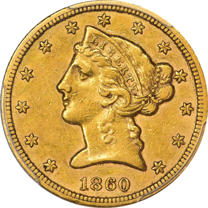 1860-S Liberty Head Half Eagle $5 Xf45 Pcgs Cac 