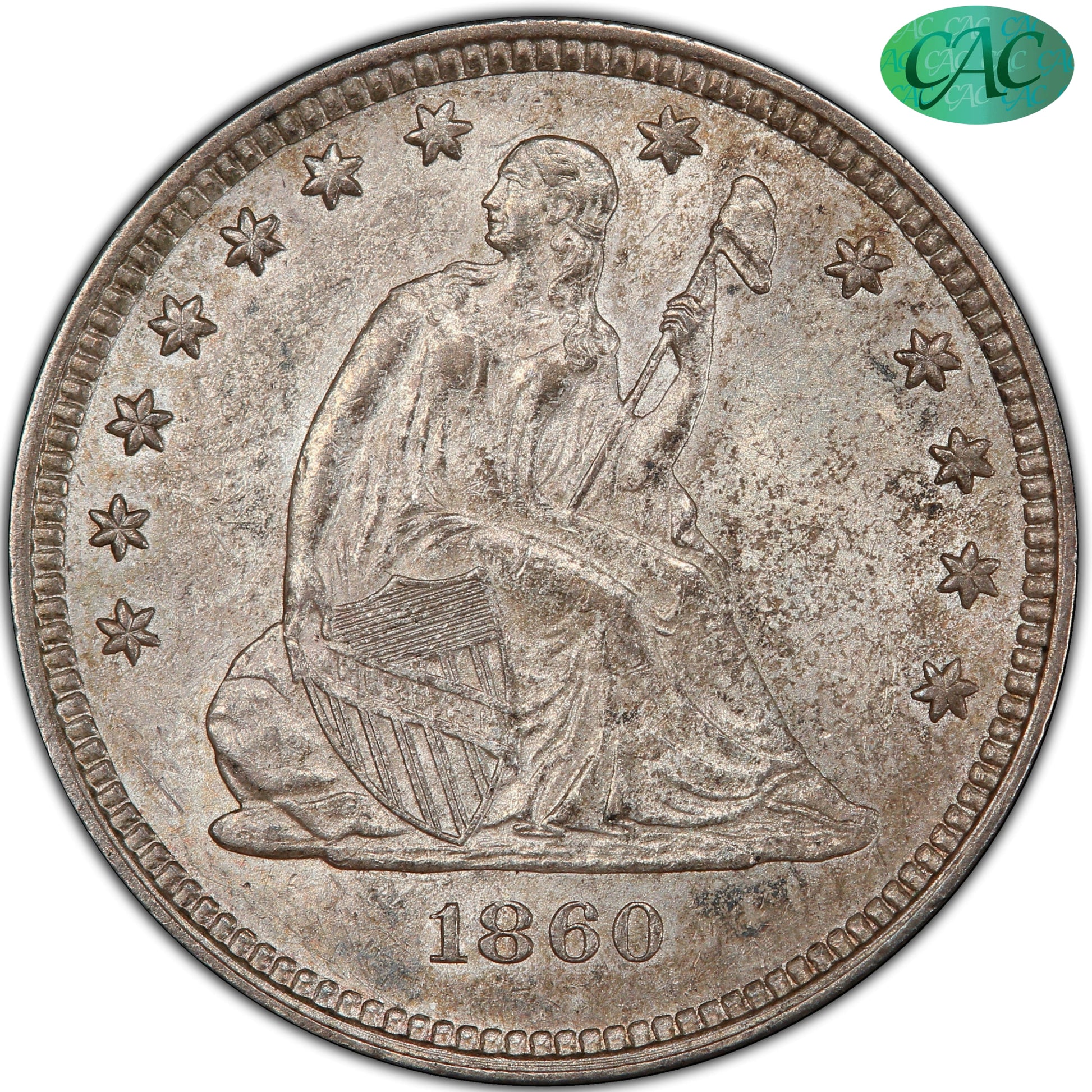1860-O 25C MS63 CACG OBVERSE