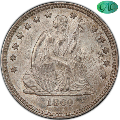 1860-O 25C MS63 CACG OBVERSE