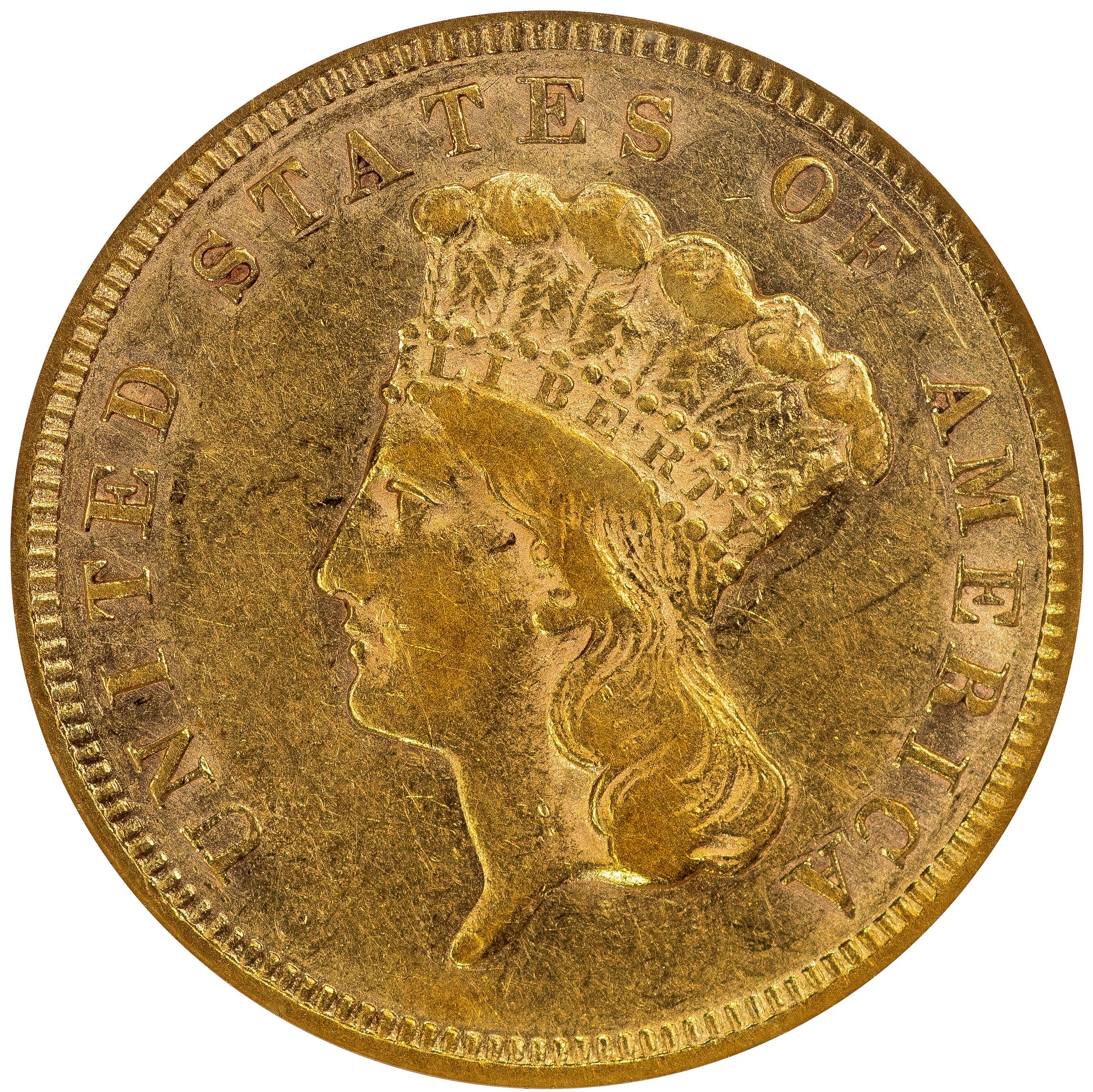 1860 $3 XF40 OH NGC GOLD CAC
