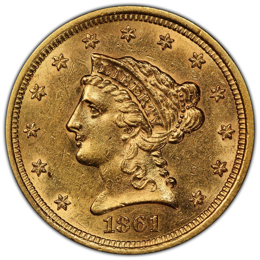 1861-S $2.50 AU58 PCGS