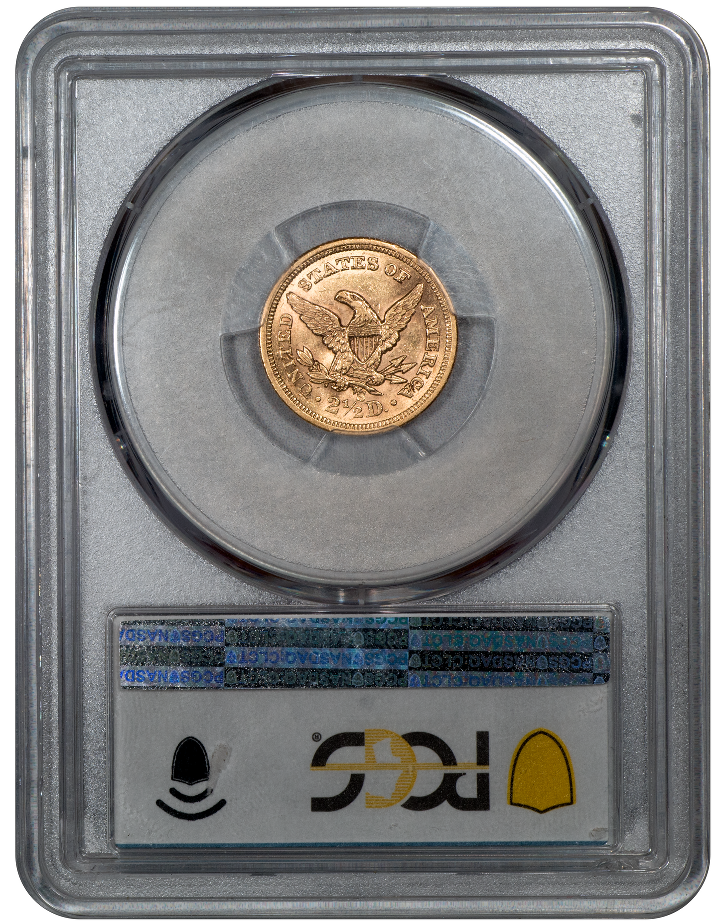 1861-S $2.50 Liberty Head Quarter Eagle AU58 PCGS REVERSE HOLDER