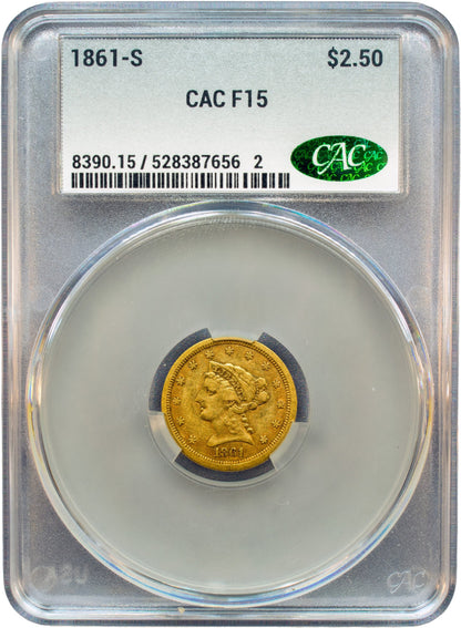 1861-S $2.5 F15 CACG HOLDER
