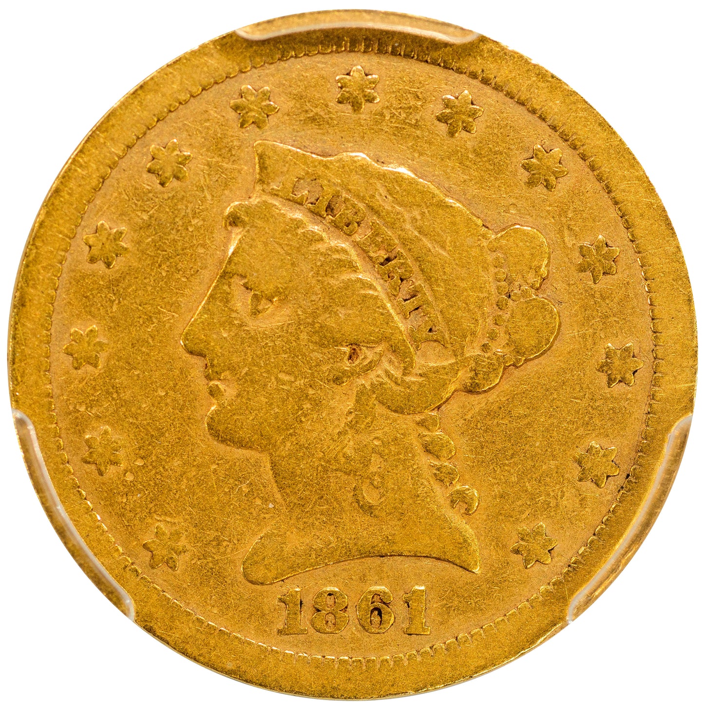 1861-S $2.5 VG08 PCGS CAC