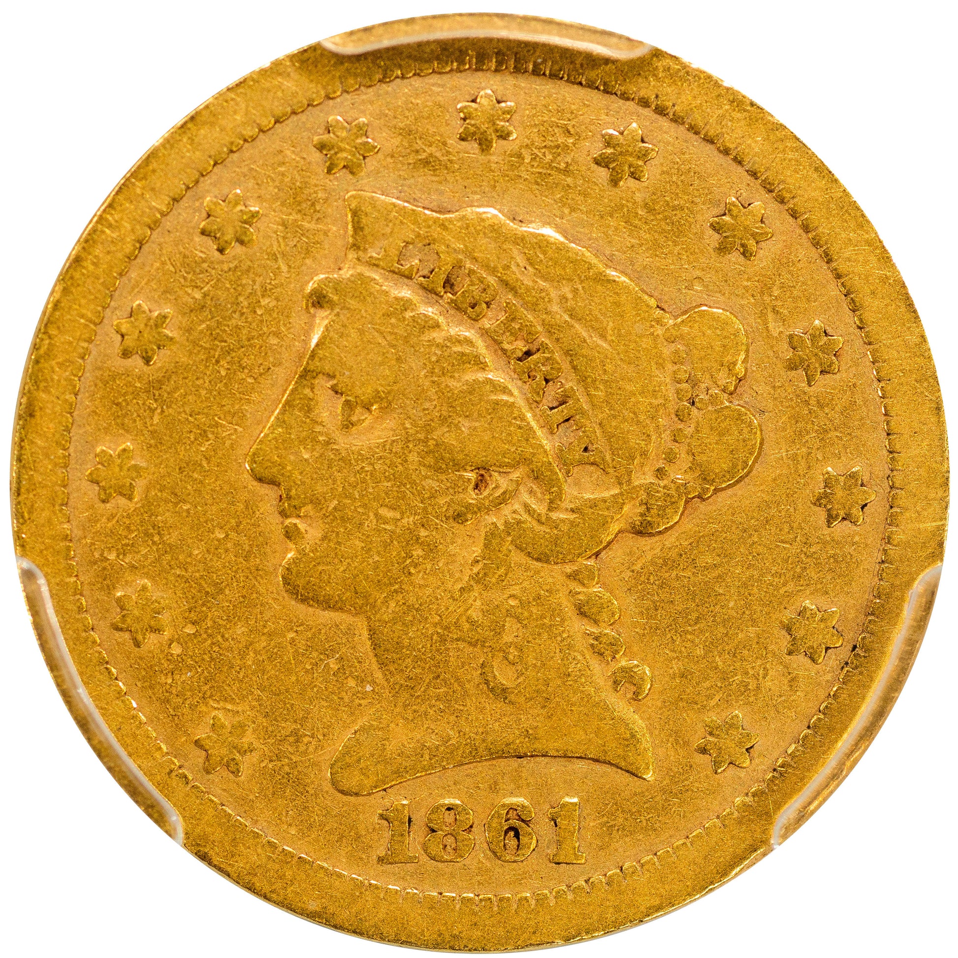 1861-S $2.5 VG08 PCGS CAC