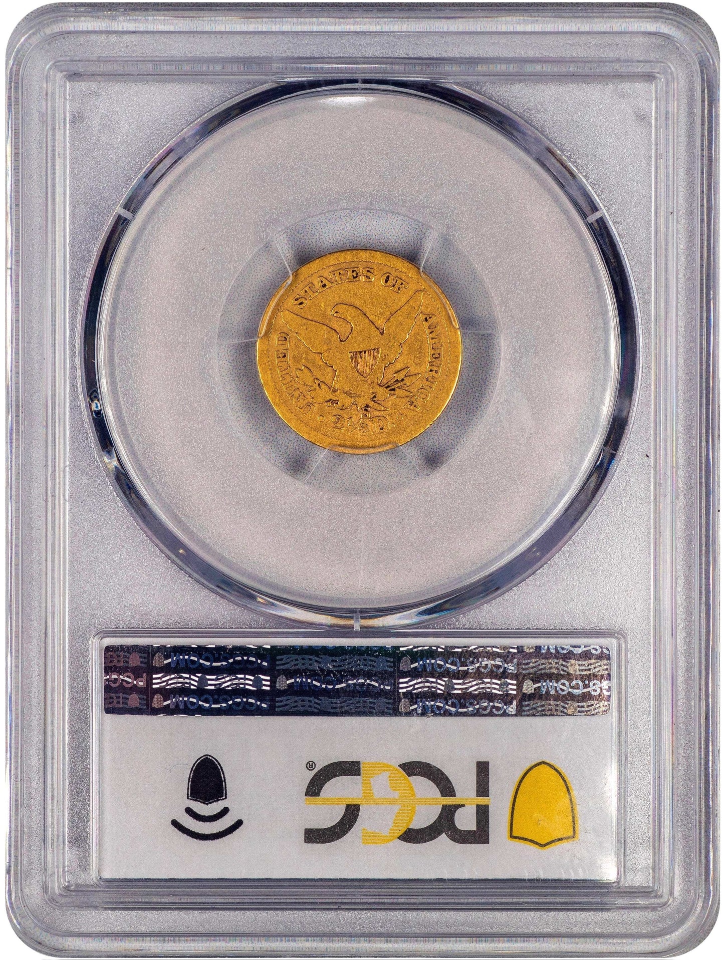 1861-S_2.5_VG08_PCGS_CAC_HOLDER - Reverse