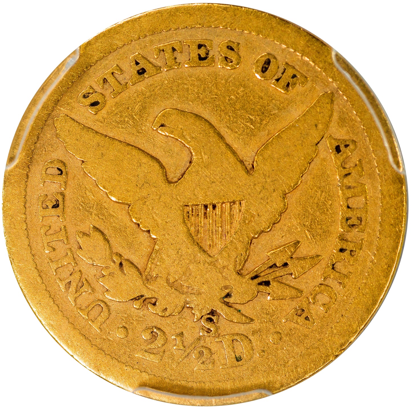 1861-S $2.5 VG08 PCGS CAC REVERSE