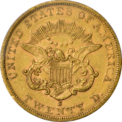 1862-S $20 XF45 PCGS CAC