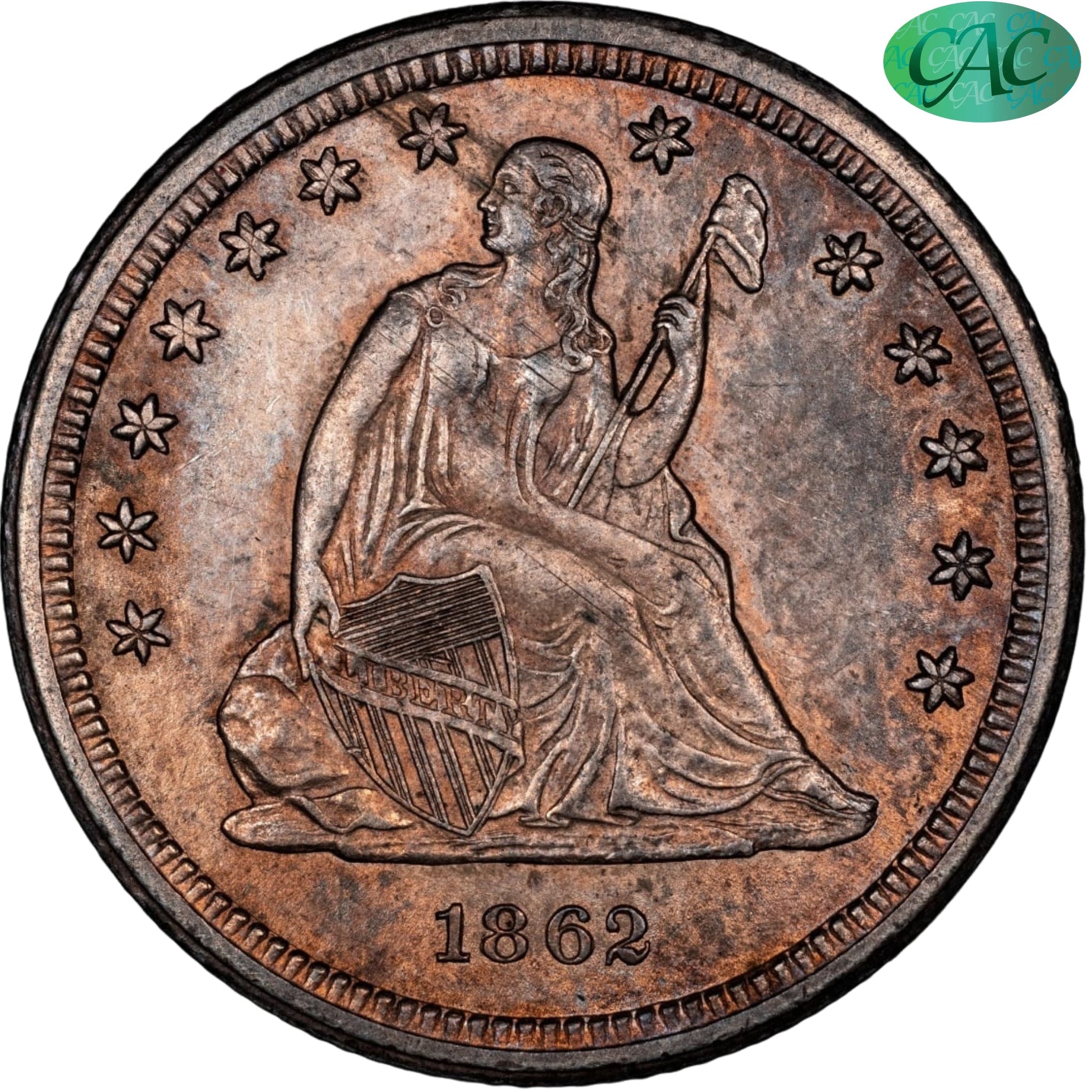 1862-S 25C MS62 PCGS CAC
