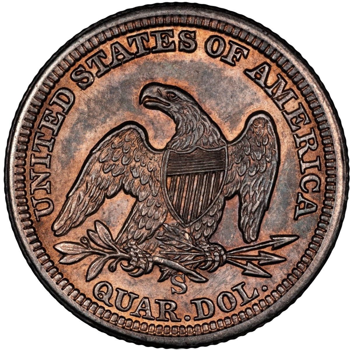 1862-S Liberty Seated Quarter 25C MS62 CACG