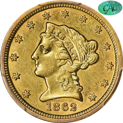 1862-S $2.5 AU55 PCGS CAC